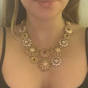 Sterling Silver Coach Flower Gold & Pink Necklace